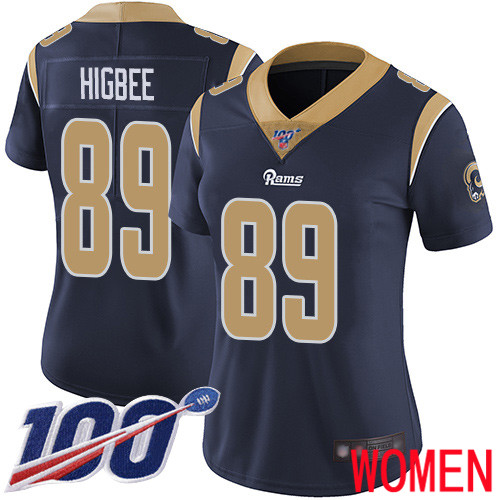 Los Angeles Rams Limited Navy Blue Women Tyler Higbee Home Jersey NFL Football #89 100th Season Vapor Untouchable->women nfl jersey->Women Jersey